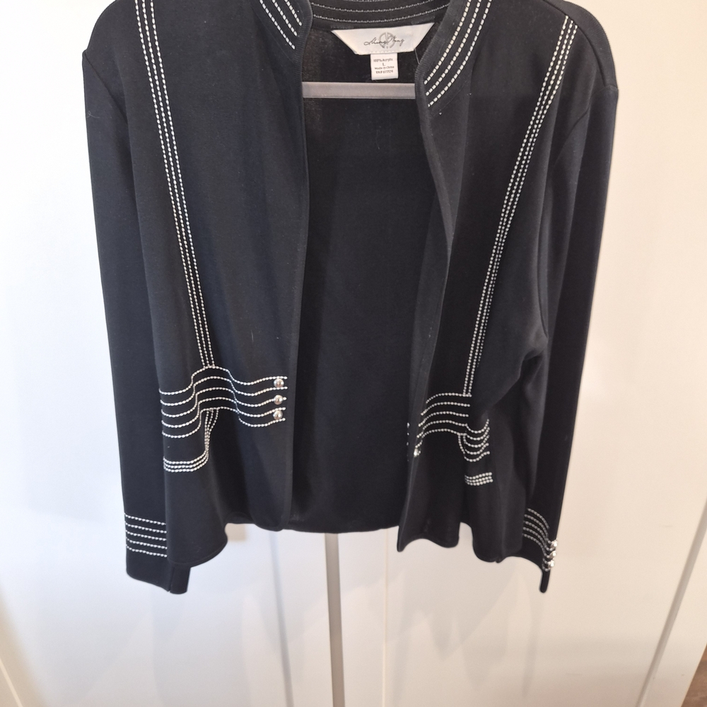 Ming Wang Black Blazer with White Stitching